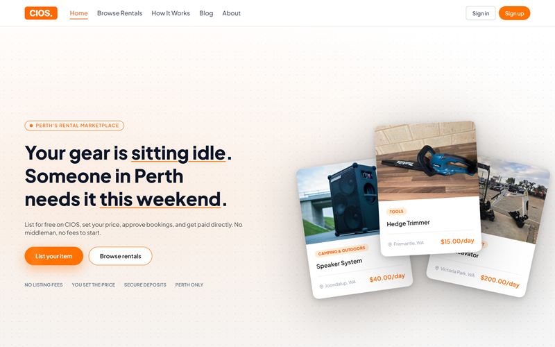 The CIOS hire marketplace website